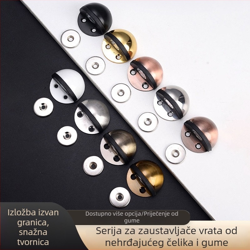 Držač vrata od nehrđajućeg čelika s oblikom kornjače, podna montaža, gumeni polukružni štitnik, ručno upravljanje