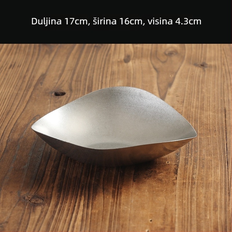 Ploški tanjur od nehrđajućeg čelika 304, retro stil, mat površina, pogodna za mikrovalnu.