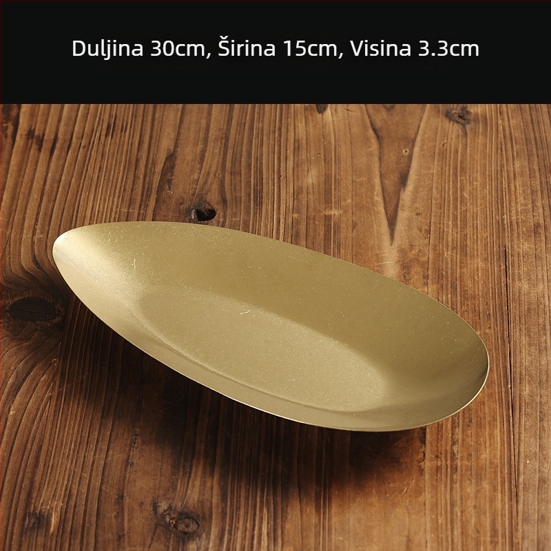 Ploški tanjur od nehrđajućeg čelika 304, retro stil, mat površina, pogodna za mikrovalnu.