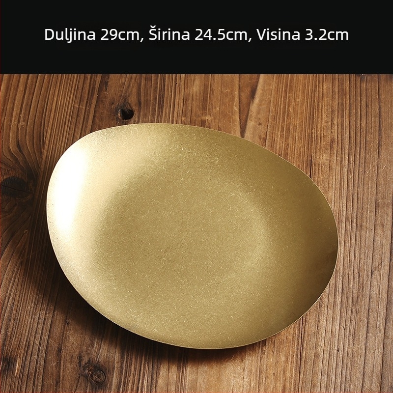Ploški tanjur od nehrđajućeg čelika 304, retro stil, mat površina, pogodna za mikrovalnu.