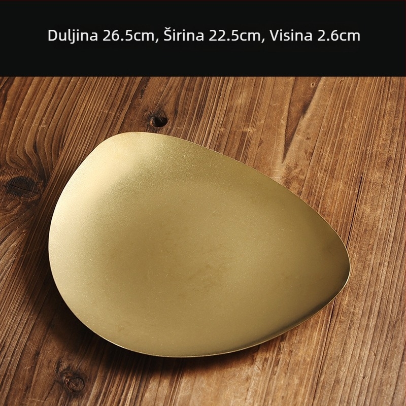 Ploški tanjur od nehrđajućeg čelika 304, retro stil, mat površina, pogodna za mikrovalnu.