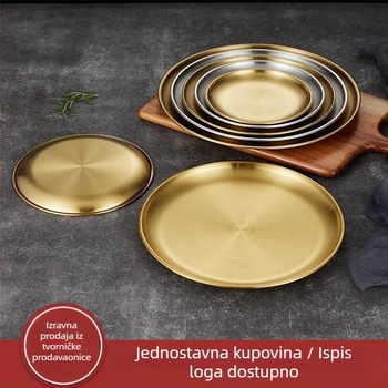 Nehrđajući čelik 304, prehrambena kvaliteta, okrugla ploča za korejski BBQ i steak, elektroplatirani završni sloj, mogućnost tiskanja logotipa, lansirano 2021.