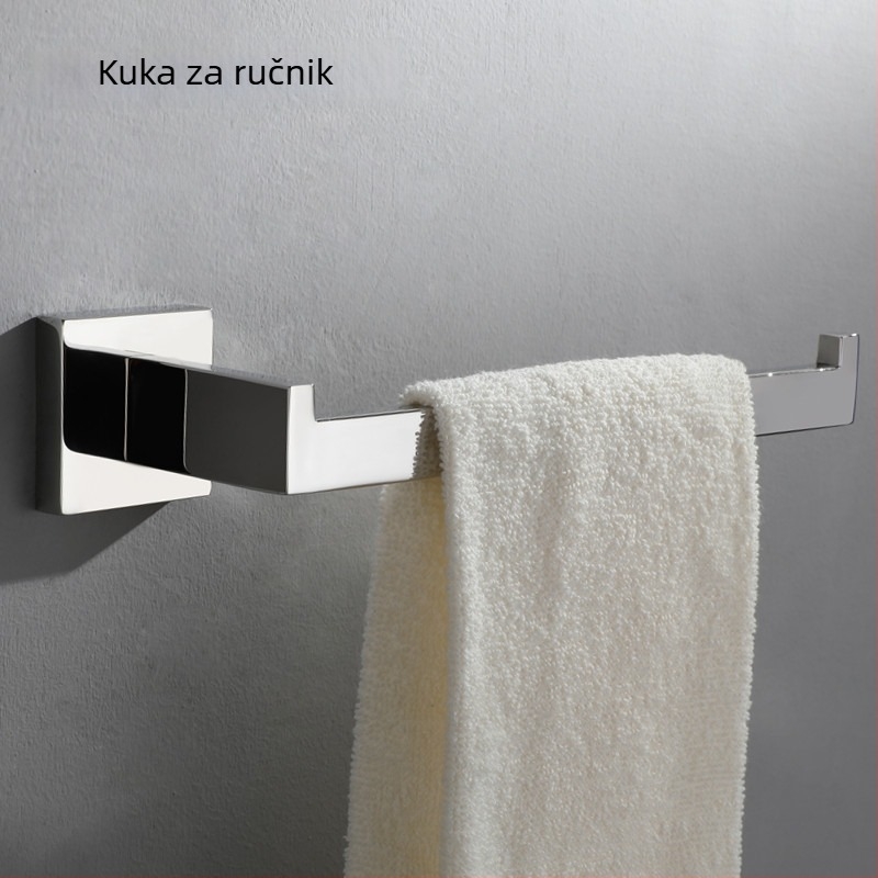 Zidni držač ručnika, od 304 nehrđajućeg čelika, polirana završna obrada, zidna montaža, jednostavan stil, Anchenson