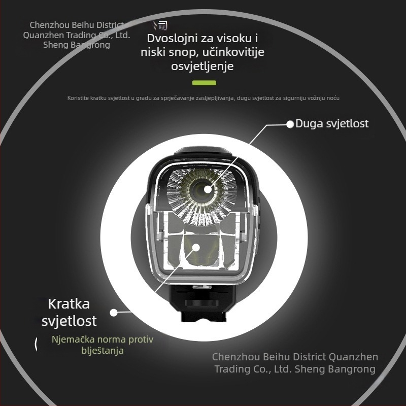 Sheng bangrong prednje svjetlo za bicikl za noćnu vožnju, nosač s brzim otpuštanjem, vodootporno, visoka svjetlost, pogodno za planinske i cestovne bicikle
