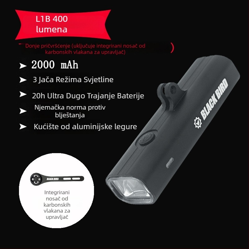 Sheng bangrong prednje svjetlo za bicikl za noćnu vožnju, nosač s brzim otpuštanjem, vodootporno, visoka svjetlost, pogodno za planinske i cestovne bicikle