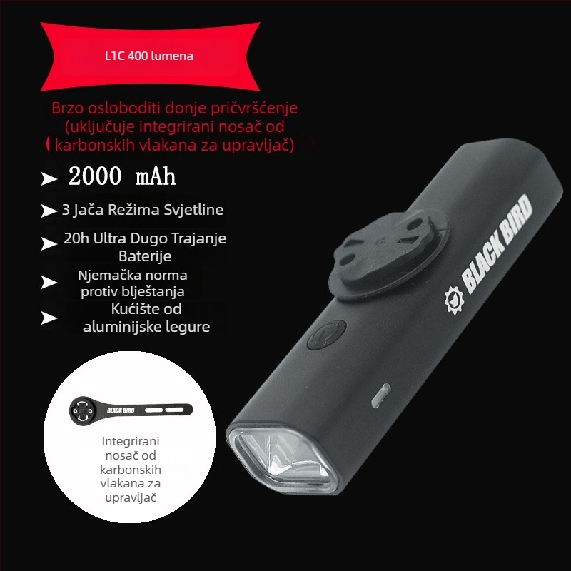 Sheng bangrong prednje svjetlo za bicikl za noćnu vožnju, nosač s brzim otpuštanjem, vodootporno, visoka svjetlost, pogodno za planinske i cestovne bicikle