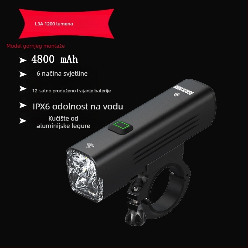 Sheng bangrong prednje svjetlo za bicikl za noćnu vožnju, nosač s brzim otpuštanjem, vodootporno, visoka svjetlost, pogodno za planinske i cestovne bicikle