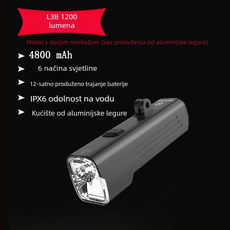 Sheng bangrong prednje svjetlo za bicikl za noćnu vožnju, nosač s brzim otpuštanjem, vodootporno, visoka svjetlost, pogodno za planinske i cestovne bicikle