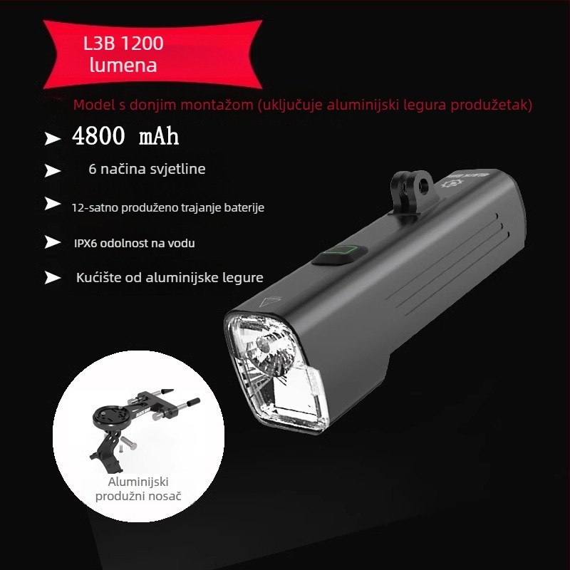 Sheng bangrong prednje svjetlo za bicikl za noćnu vožnju, nosač s brzim otpuštanjem, vodootporno, visoka svjetlost, pogodno za planinske i cestovne bicikle