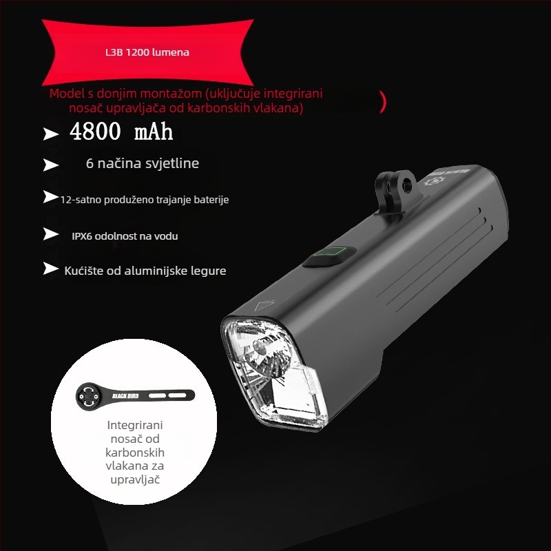 Sheng bangrong prednje svjetlo za bicikl za noćnu vožnju, nosač s brzim otpuštanjem, vodootporno, visoka svjetlost, pogodno za planinske i cestovne bicikle