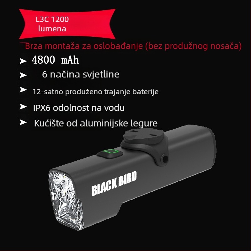 Sheng bangrong prednje svjetlo za bicikl za noćnu vožnju, nosač s brzim otpuštanjem, vodootporno, visoka svjetlost, pogodno za planinske i cestovne bicikle