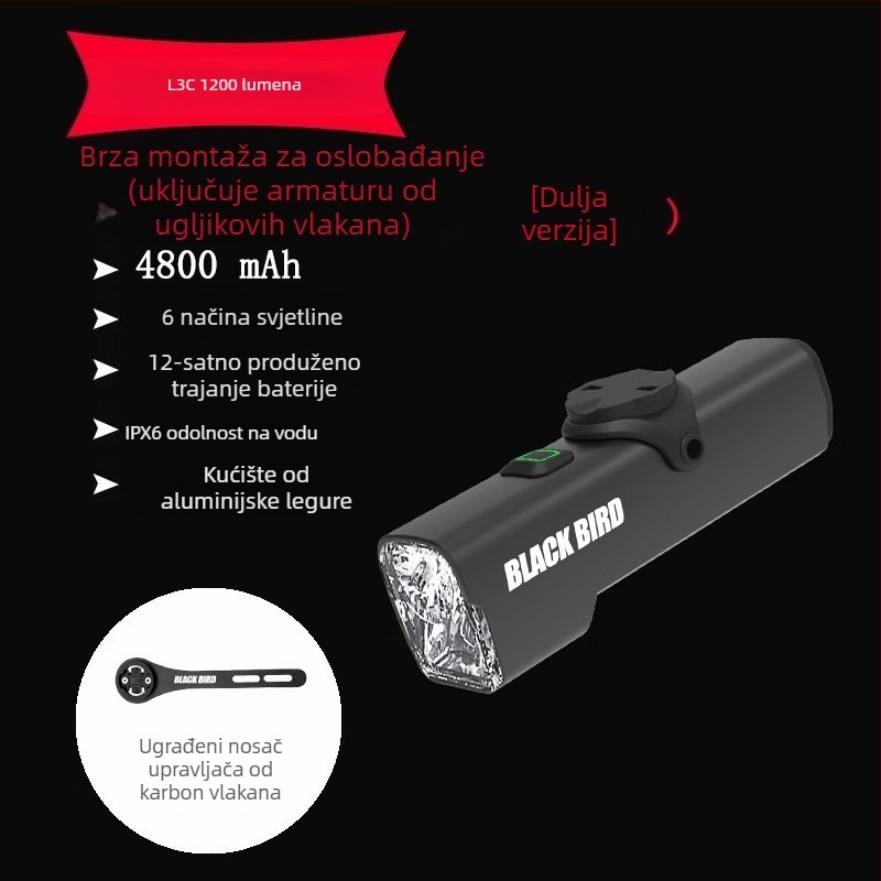 Sheng bangrong prednje svjetlo za bicikl za noćnu vožnju, nosač s brzim otpuštanjem, vodootporno, visoka svjetlost, pogodno za planinske i cestovne bicikle