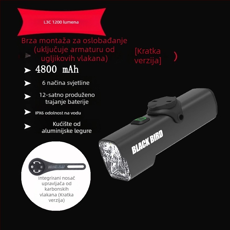 Sheng bangrong prednje svjetlo za bicikl za noćnu vožnju, nosač s brzim otpuštanjem, vodootporno, visoka svjetlost, pogodno za planinske i cestovne bicikle