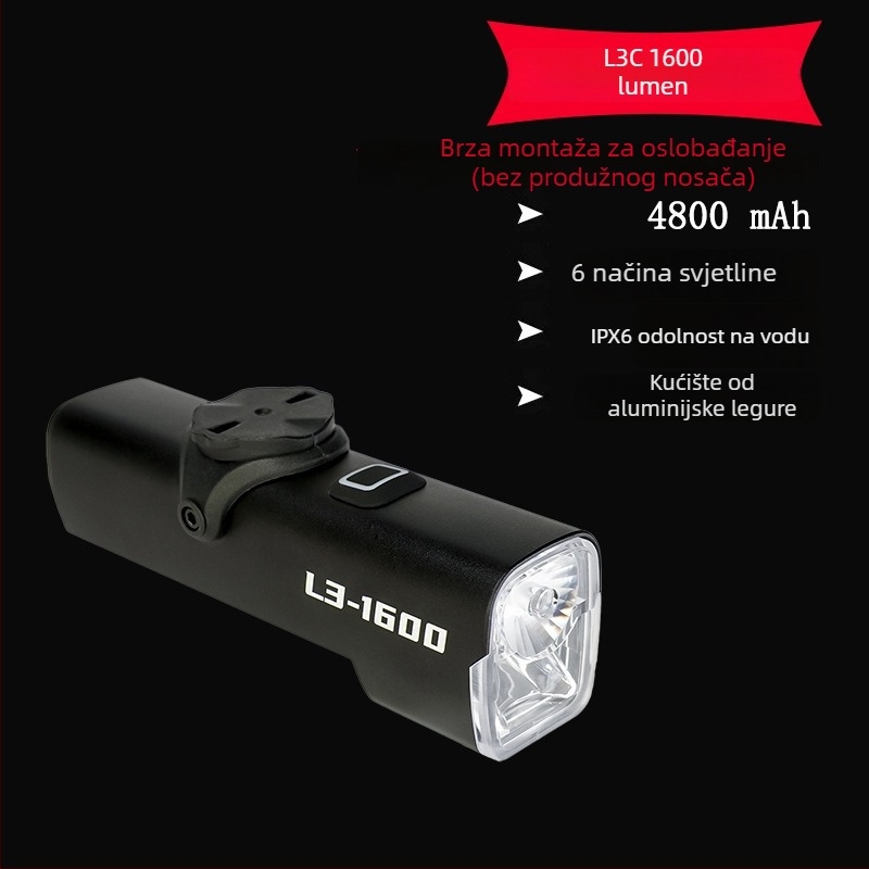 Sheng bangrong prednje svjetlo za bicikl za noćnu vožnju, nosač s brzim otpuštanjem, vodootporno, visoka svjetlost, pogodno za planinske i cestovne bicikle