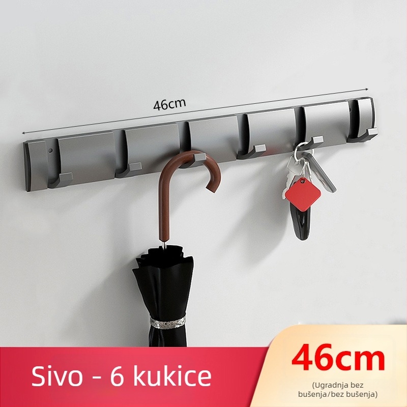 Skriti kuka za vrata za hodnik/ormar — zidni sklopivi vješalica za kapute i šešire, bez bušenja — Space Aluminum, 444 g, Nano pijesakiranje, Light Luxury, EU CE potvrda