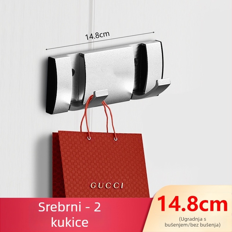 Skriti kuka za vrata za hodnik/ormar — zidni sklopivi vješalica za kapute i šešire, bez bušenja — Space Aluminum, 444 g, Nano pijesakiranje, Light Luxury, EU CE potvrda