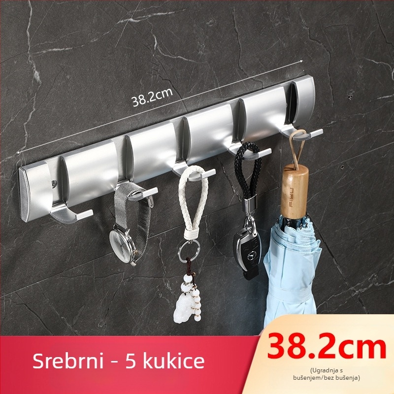 Skriti kuka za vrata za hodnik/ormar — zidni sklopivi vješalica za kapute i šešire, bez bušenja — Space Aluminum, 444 g, Nano pijesakiranje, Light Luxury, EU CE potvrda