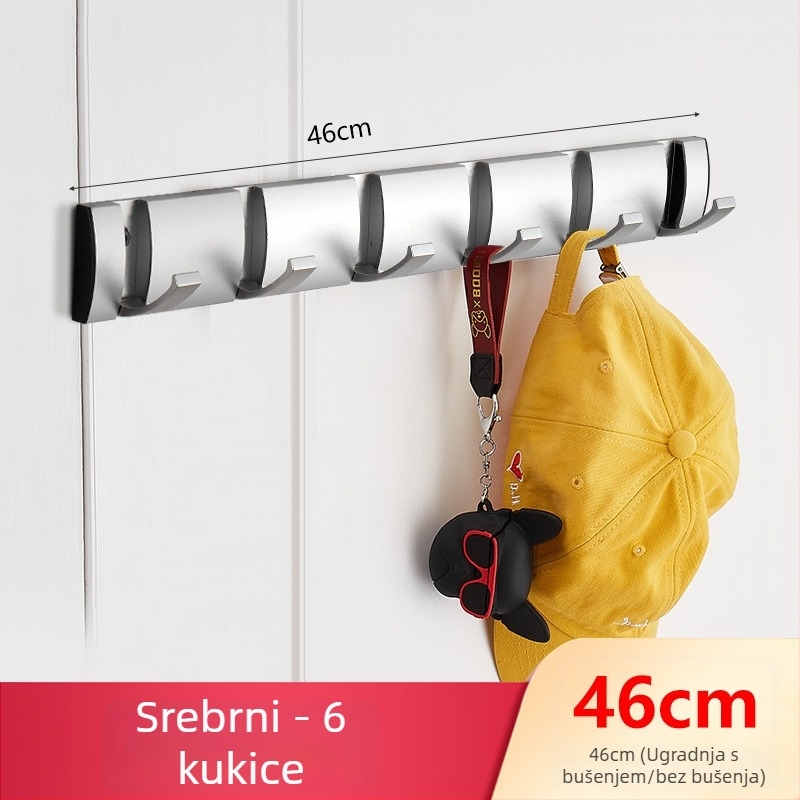 Skriti kuka za vrata za hodnik/ormar — zidni sklopivi vješalica za kapute i šešire, bez bušenja — Space Aluminum, 444 g, Nano pijesakiranje, Light Luxury, EU CE potvrda