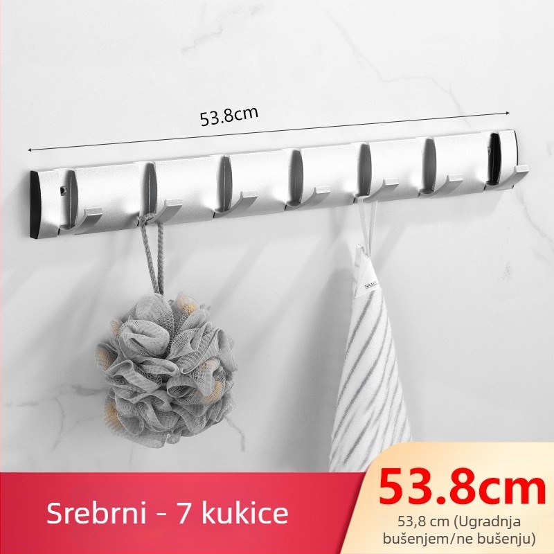 Skriti kuka za vrata za hodnik/ormar — zidni sklopivi vješalica za kapute i šešire, bez bušenja — Space Aluminum, 444 g, Nano pijesakiranje, Light Luxury, EU CE potvrda