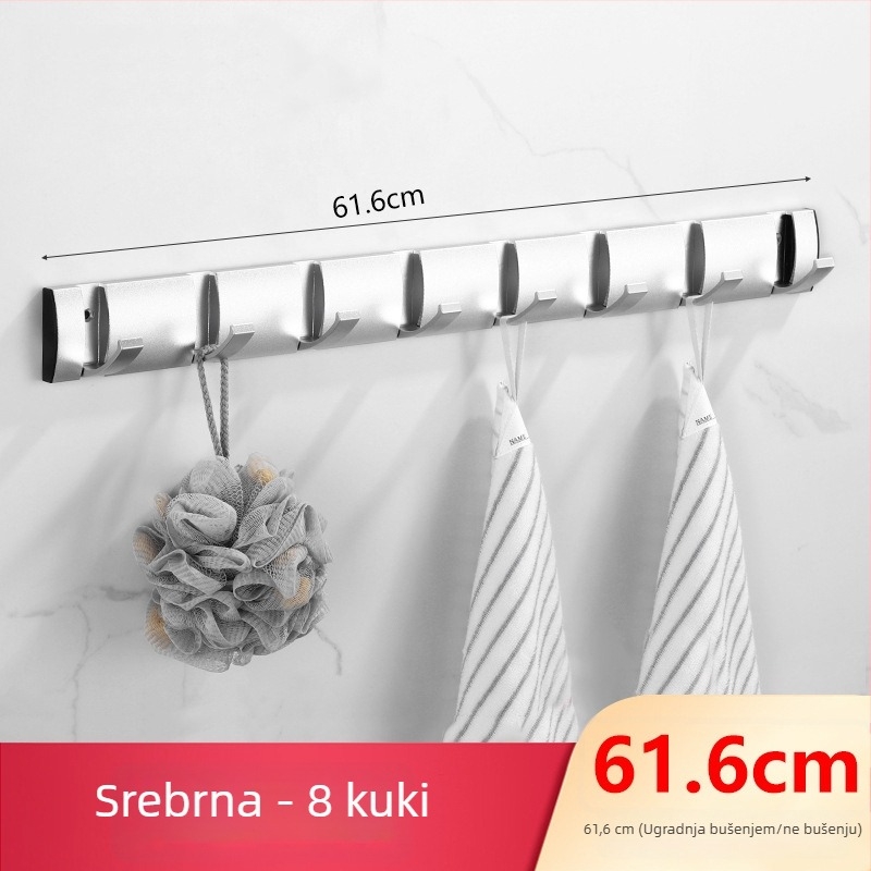 Skriti kuka za vrata za hodnik/ormar — zidni sklopivi vješalica za kapute i šešire, bez bušenja — Space Aluminum, 444 g, Nano pijesakiranje, Light Luxury, EU CE potvrda