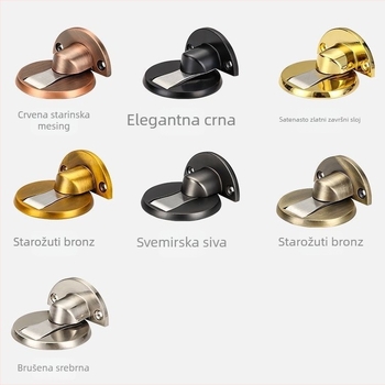 Podni magnetski vrata stopper od cinkove legure, bez bušenja, elektroplatirani završetak, model 528, moderan minimalistički dizajn