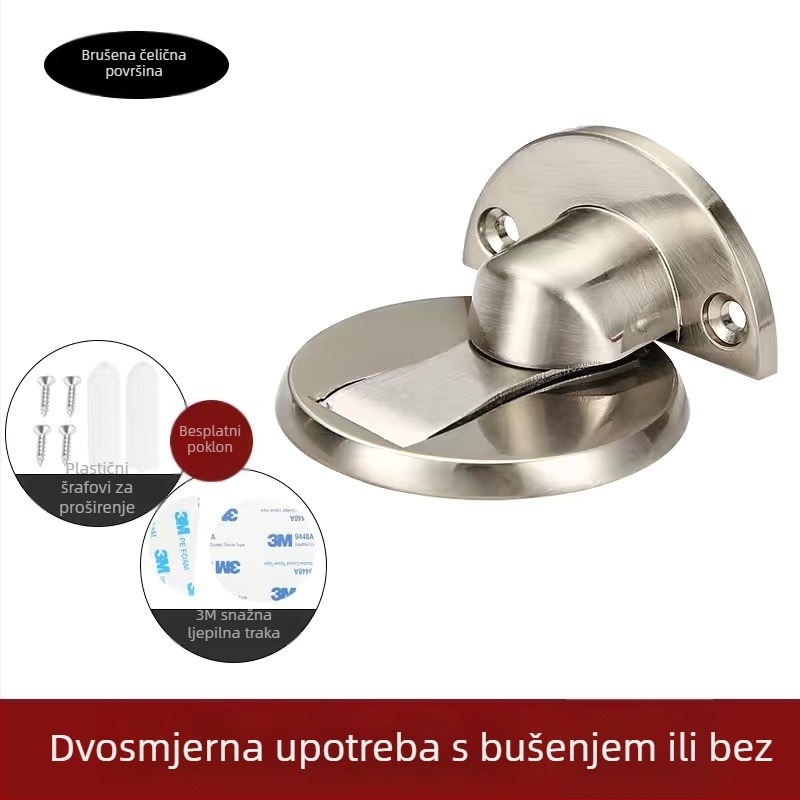 Podni magnetski vrata stopper od cinkove legure, bez bušenja, elektroplatirani završetak, model 528, moderan minimalistički dizajn