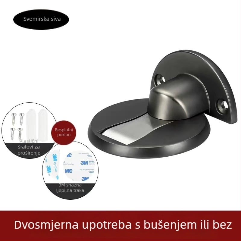 Podni magnetski vrata stopper od cinkove legure, bez bušenja, elektroplatirani završetak, model 528, moderan minimalistički dizajn