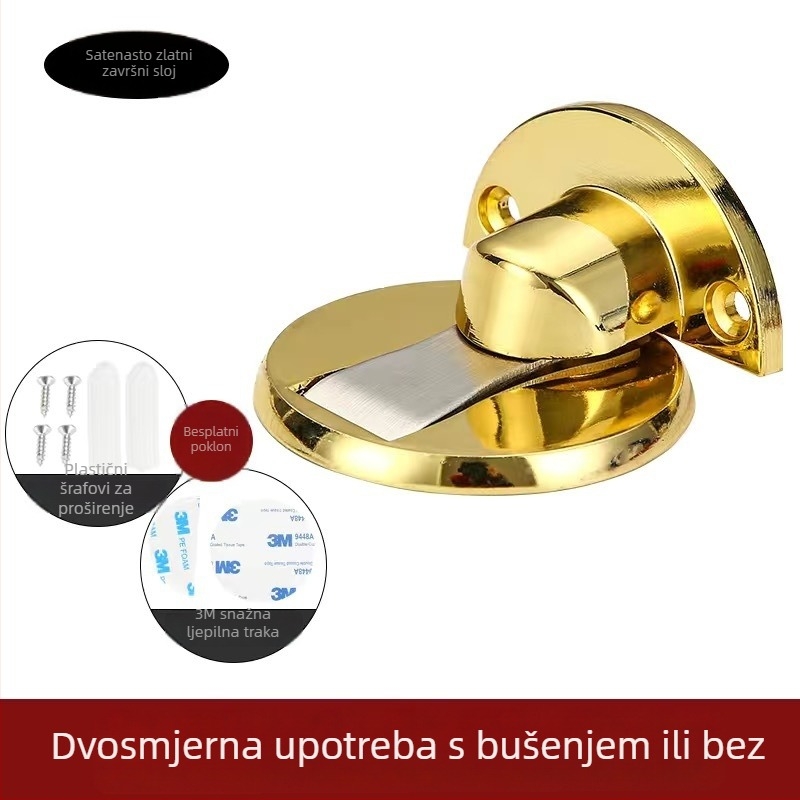 Podni magnetski vrata stopper od cinkove legure, bez bušenja, elektroplatirani završetak, model 528, moderan minimalistički dizajn