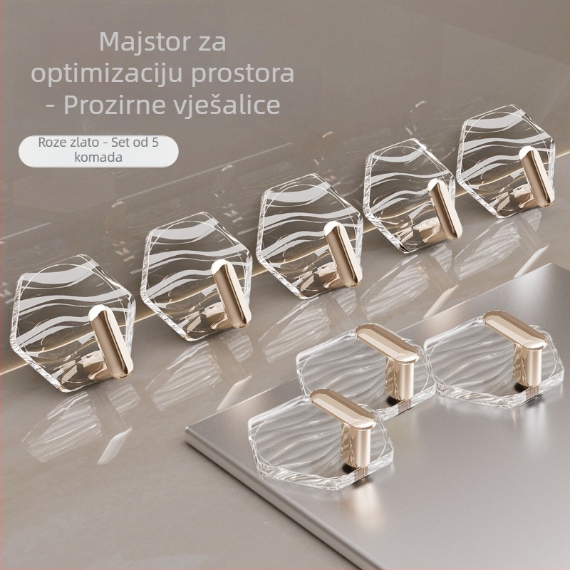 Ljepljiva kuka s hexagonalnim oblikom - PET, jedan kuk, lagani luksuzni stil, nosivost 0-1 kg