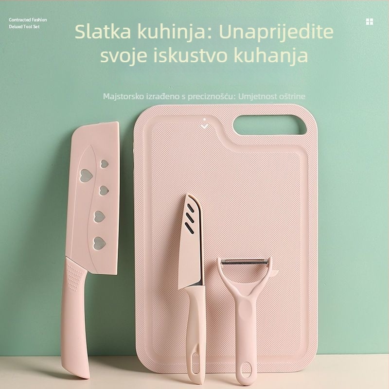 Unique kućni set noževa i plastične daske za rezanje, trodjelni set za voće, višenamjenska kuhinja, prehrambena kvaliteta