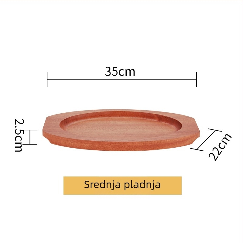 Tava od nehrđajućeg čelika 304, jajnog oblika, dvostruke ručke, debelo dno, model HO-1021
