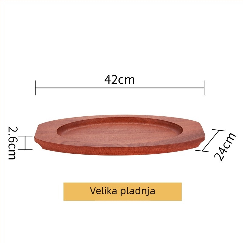 Tava od nehrđajućeg čelika 304, jajnog oblika, dvostruke ručke, debelo dno, model HO-1021