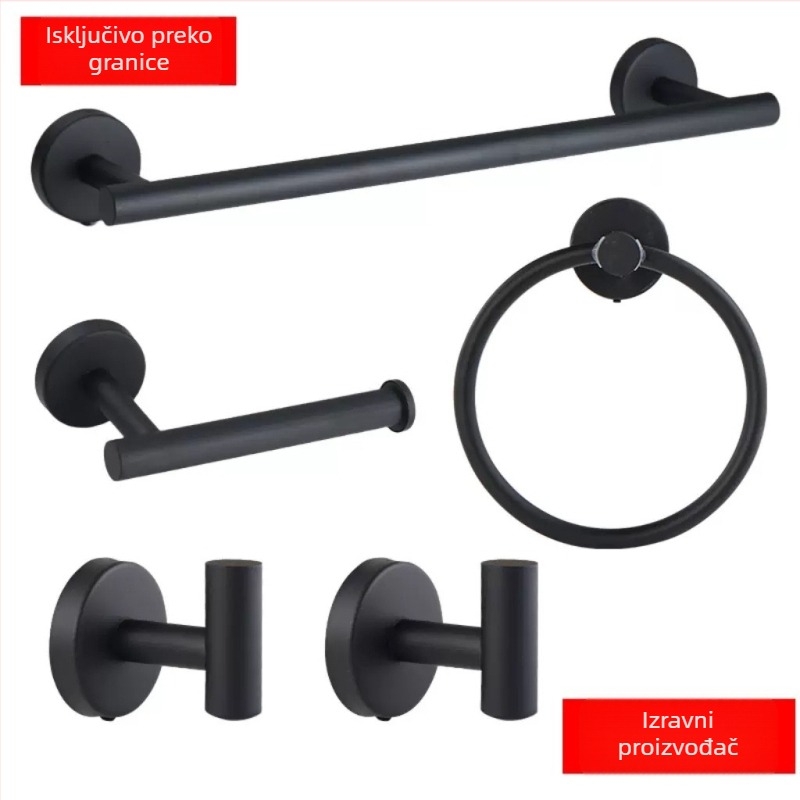 Set držača za ručnike u kupaonici od 201 nehrđajućeg čelika, završna obrada: pečena boja, nosivost 20, montaža bušenjem, 1 sloj