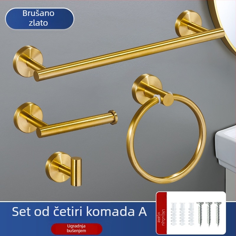 Set držača za ručnike u kupaonici od 201 nehrđajućeg čelika, završna obrada: pečena boja, nosivost 20, montaža bušenjem, 1 sloj