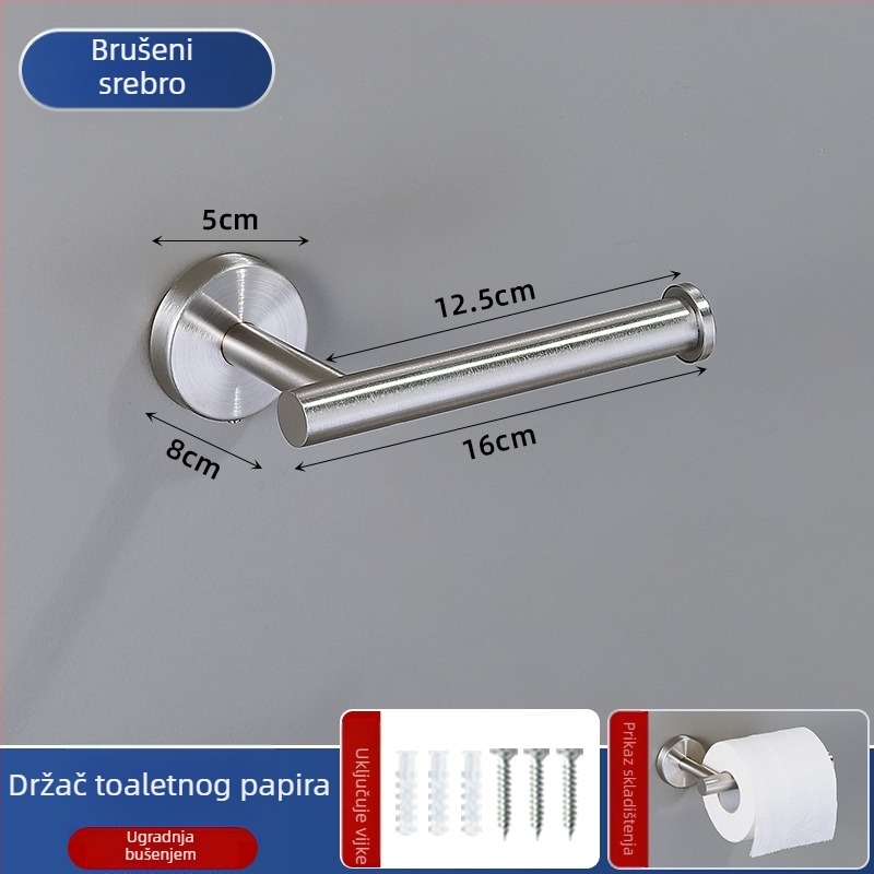 Set držača za ručnike u kupaonici od 201 nehrđajućeg čelika, završna obrada: pečena boja, nosivost 20, montaža bušenjem, 1 sloj