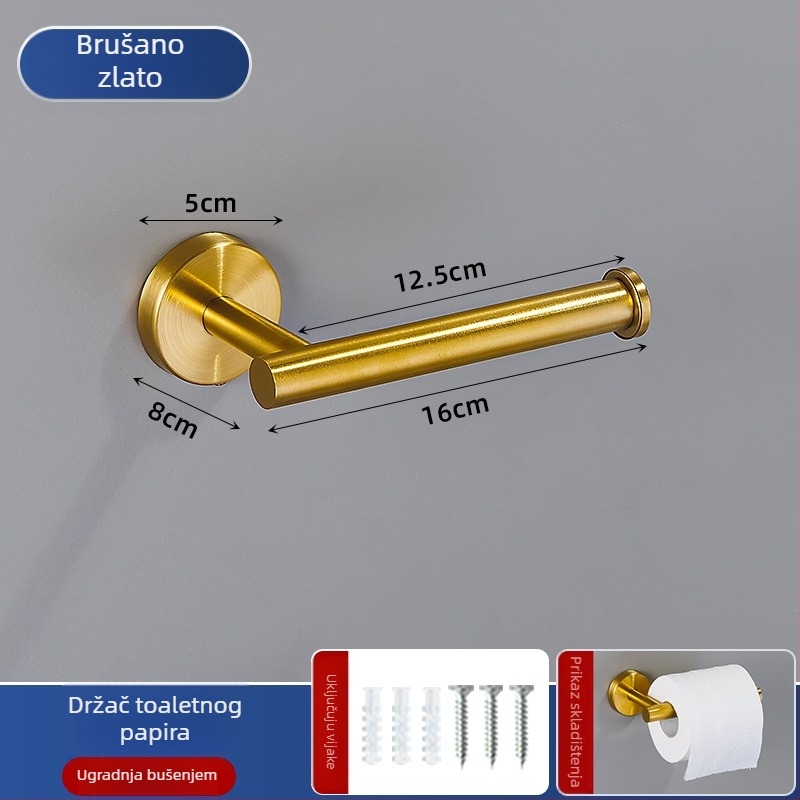 Set držača za ručnike u kupaonici od 201 nehrđajućeg čelika, završna obrada: pečena boja, nosivost 20, montaža bušenjem, 1 sloj