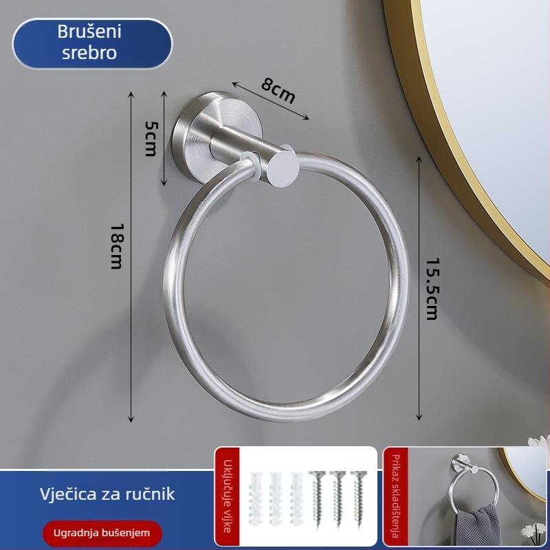 Set držača za ručnike u kupaonici od 201 nehrđajućeg čelika, završna obrada: pečena boja, nosivost 20, montaža bušenjem, 1 sloj