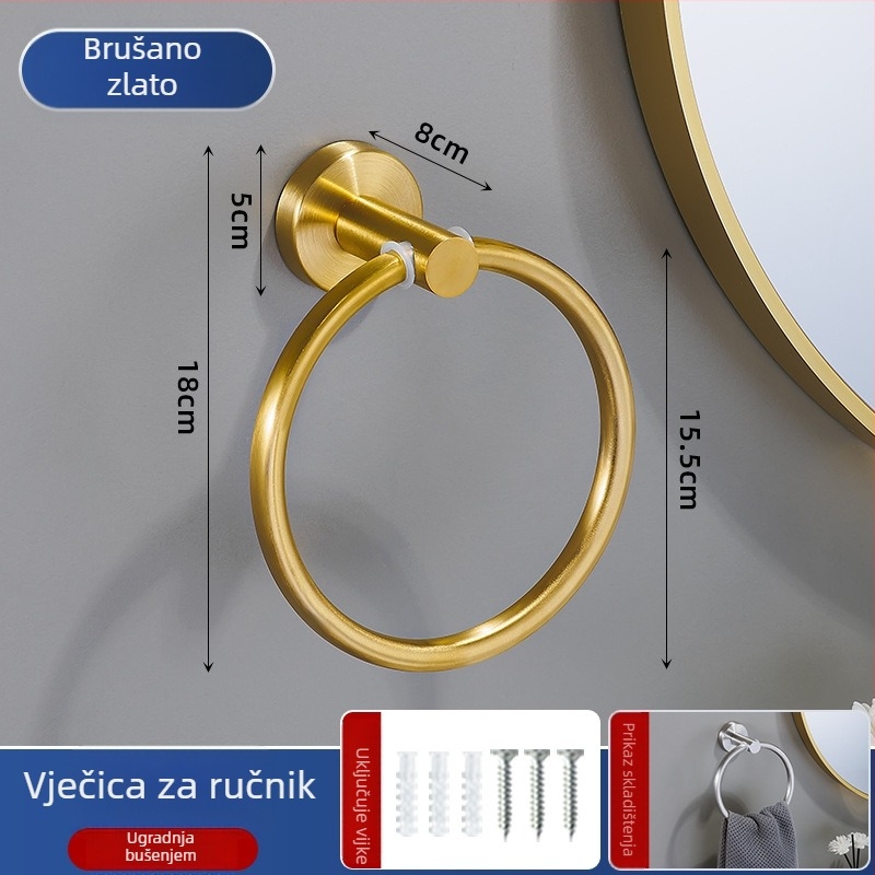 Set držača za ručnike u kupaonici od 201 nehrđajućeg čelika, završna obrada: pečena boja, nosivost 20, montaža bušenjem, 1 sloj