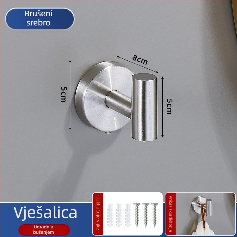 Set držača za ručnike u kupaonici od 201 nehrđajućeg čelika, završna obrada: pečena boja, nosivost 20, montaža bušenjem, 1 sloj