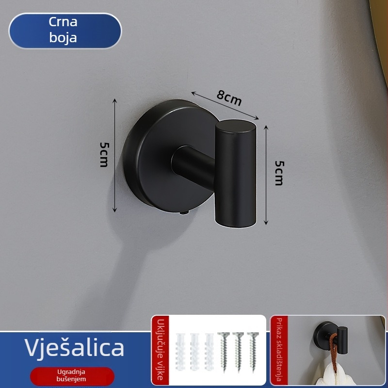 Set držača za ručnike u kupaonici od 201 nehrđajućeg čelika, završna obrada: pečena boja, nosivost 20, montaža bušenjem, 1 sloj