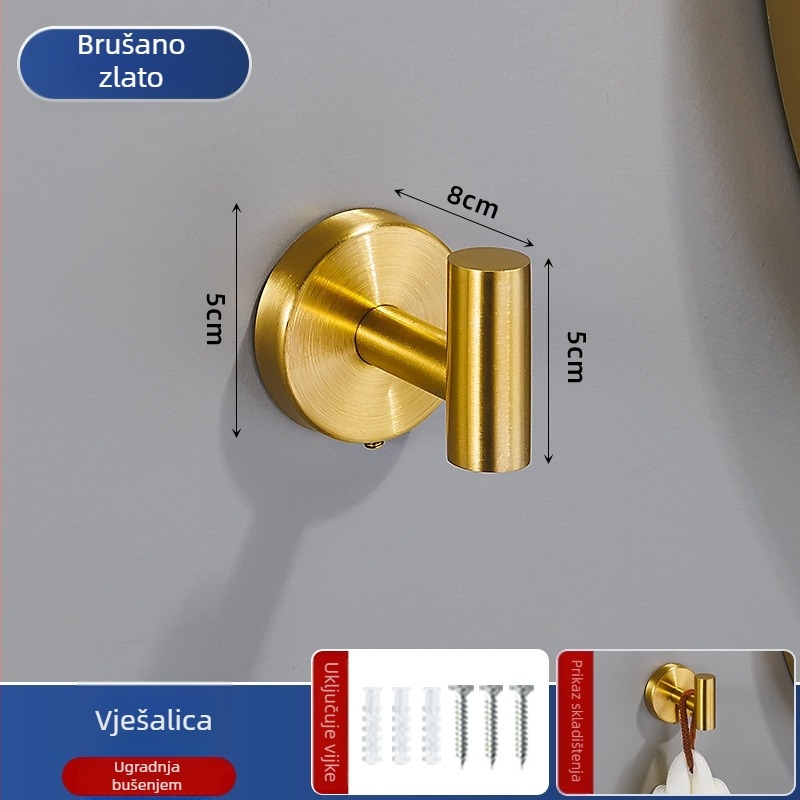 Set držača za ručnike u kupaonici od 201 nehrđajućeg čelika, završna obrada: pečena boja, nosivost 20, montaža bušenjem, 1 sloj