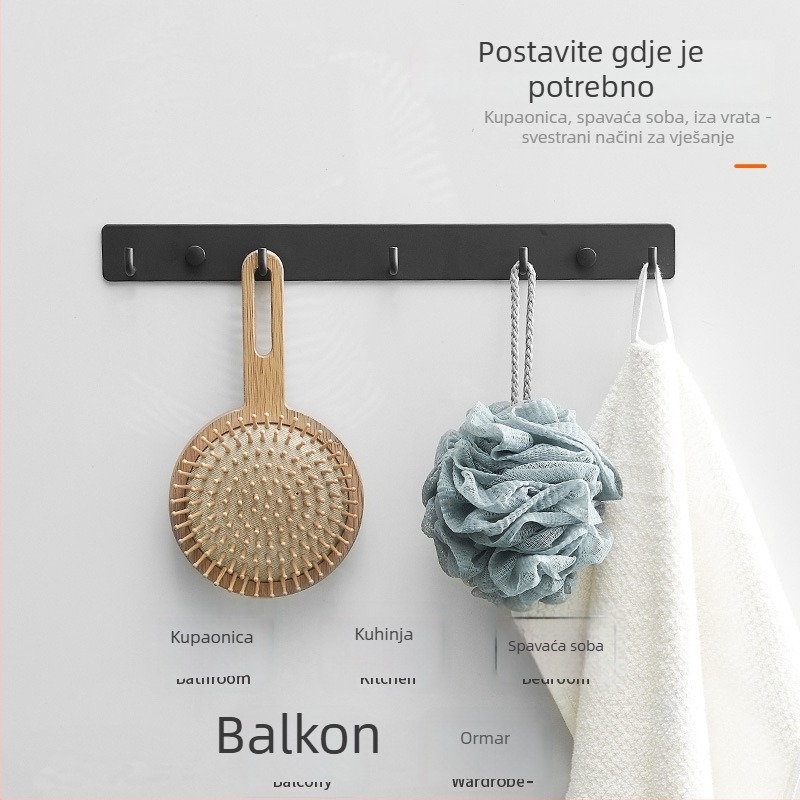 Zidni kuka za kuhinju, hodnik i kupaonicu — space aluminij, 120 g, moderni minimalistički stil