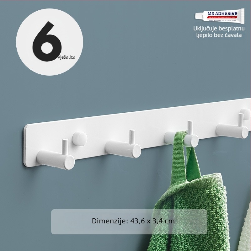 Zidni kuka za kuhinju, hodnik i kupaonicu — space aluminij, 120 g, moderni minimalistički stil
