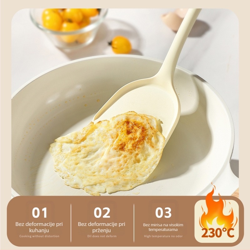 Xukang silikonski set spatula, 4 komada, s klipom za hranu i jušnom žlicom, neprijanjajuće, protuklizno, otporno na visoke temperature