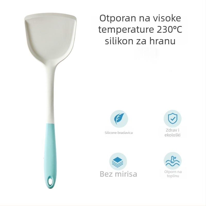 Xukang silikonski set spatula, 4 komada, s klipom za hranu i jušnom žlicom, neprijanjajuće, protuklizno, otporno na visoke temperature
