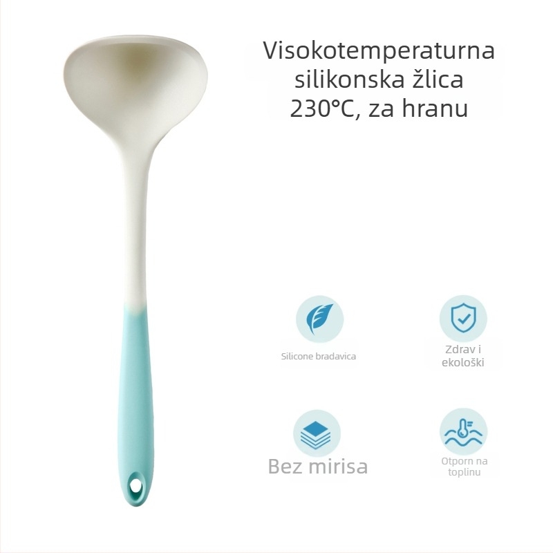 Xukang silikonski set spatula, 4 komada, s klipom za hranu i jušnom žlicom, neprijanjajuće, protuklizno, otporno na visoke temperature