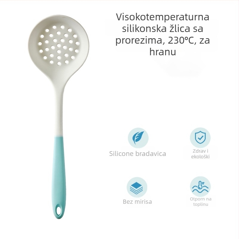 Xukang silikonski set spatula, 4 komada, s klipom za hranu i jušnom žlicom, neprijanjajuće, protuklizno, otporno na visoke temperature