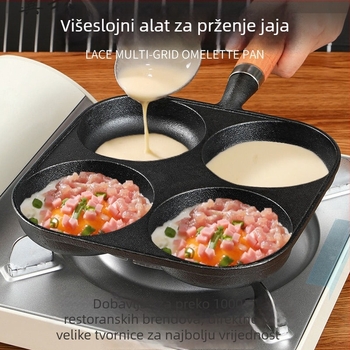 Lijevani željezni tiganj s neprijanjajućim premazom — Model XLF-JP; Funkcija: forma za hamburger, kruh, prženo jaje i tortu; Težina: 2,6 kg