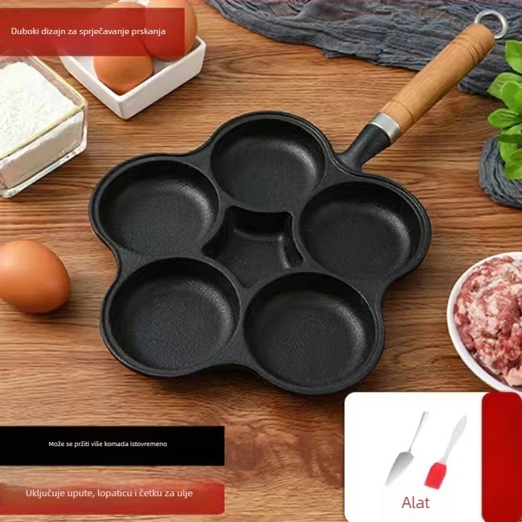 Lijevani željezni tiganj s neprijanjajućim premazom — Model XLF-JP; Funkcija: forma za hamburger, kruh, prženo jaje i tortu; Težina: 2,6 kg