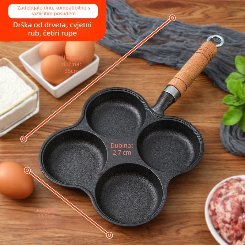 Lijevani željezni tiganj s neprijanjajućim premazom — Model XLF-JP; Funkcija: forma za hamburger, kruh, prženo jaje i tortu; Težina: 2,6 kg